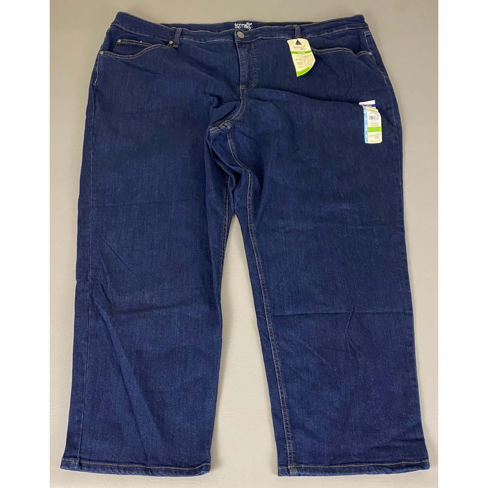 Terra Sky Jeans Plus Size‎ 26W Petite Straight Tummy Control Dark Wash Denim NWT